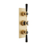 Booth & Co. Axbridge Brushed Brass 3 Outlet 3 Black Handle Shower Valve